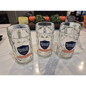 Samuel‎ Adams Octoberfest Beer Mug Stein Glass Tankard Barware Set of 3